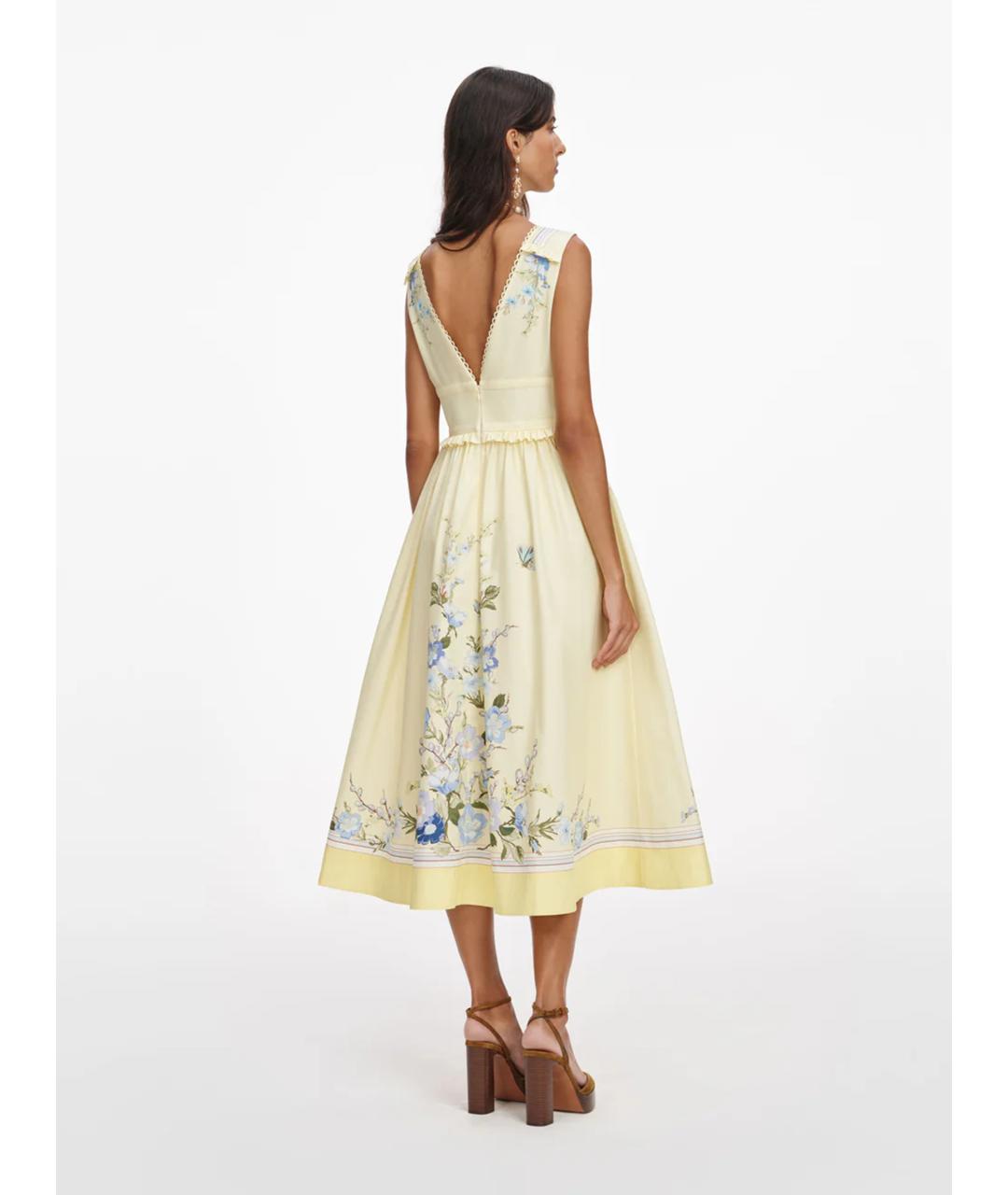 SELF-PORTRAIT Желтое хлопковое повседневное платье, фото 2