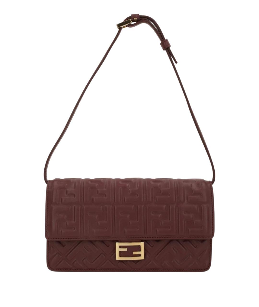 FENDI Бордовая кожаная сумка через плечо, фото 1