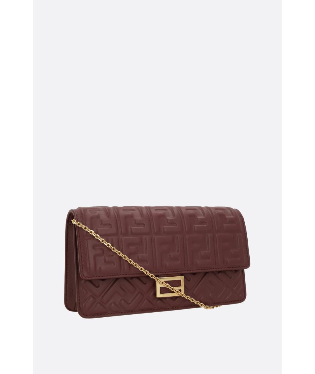 FENDI Бордовая кожаная сумка через плечо, фото 3