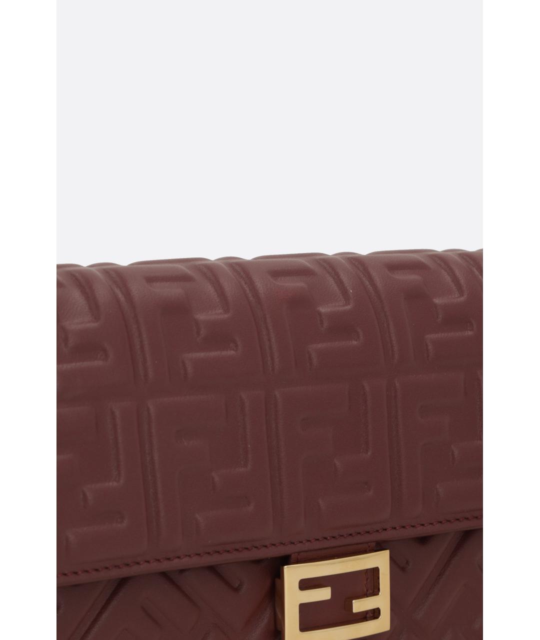 FENDI Бордовая кожаная сумка через плечо, фото 4
