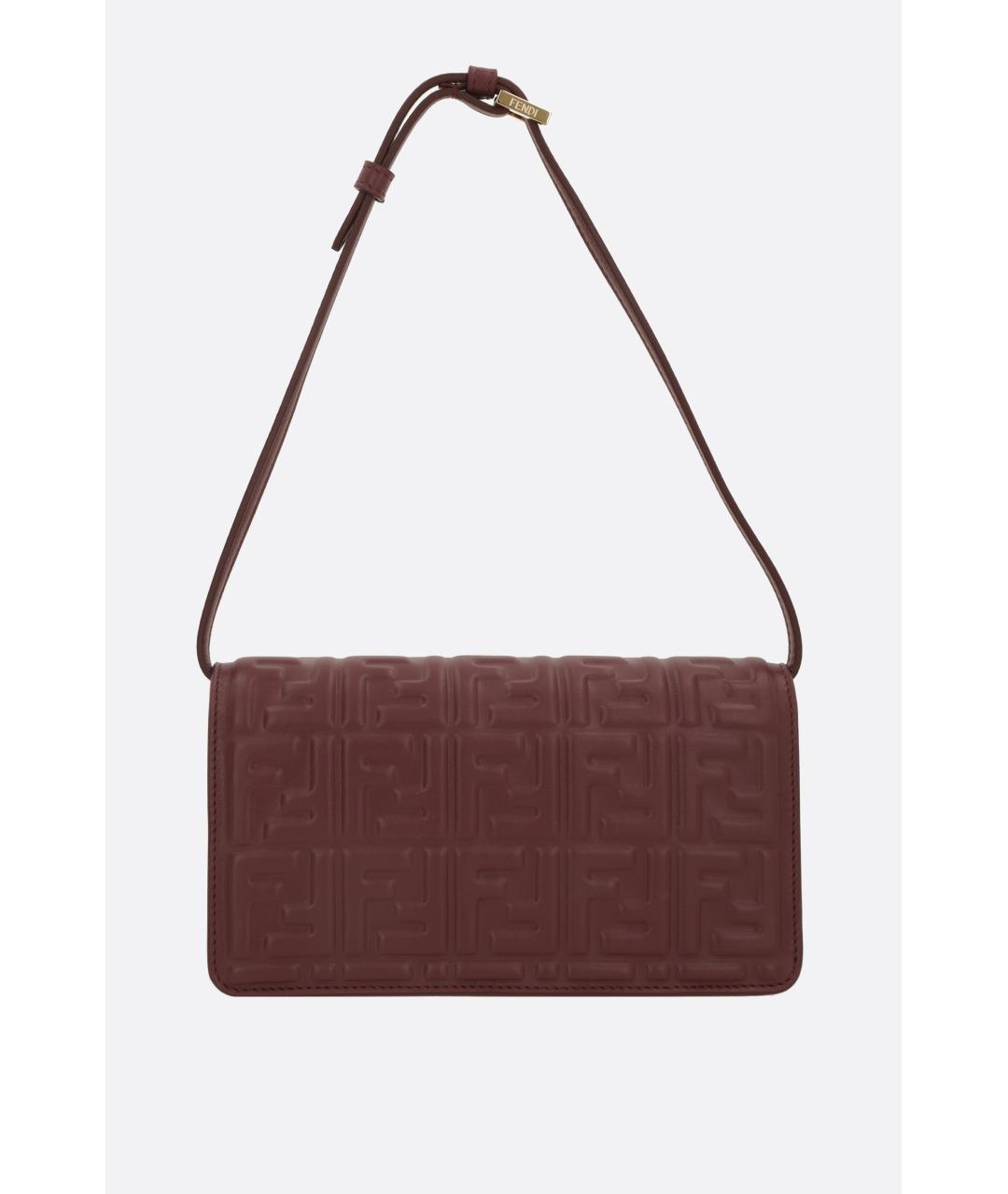 FENDI Бордовая кожаная сумка через плечо, фото 2