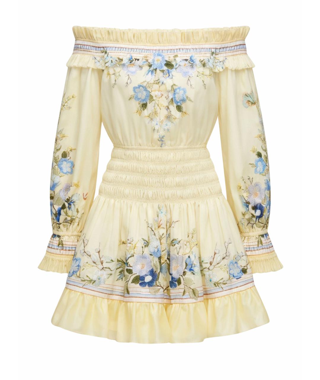 SELF-PORTRAIT Желтое хлопковое повседневное платье, фото 6