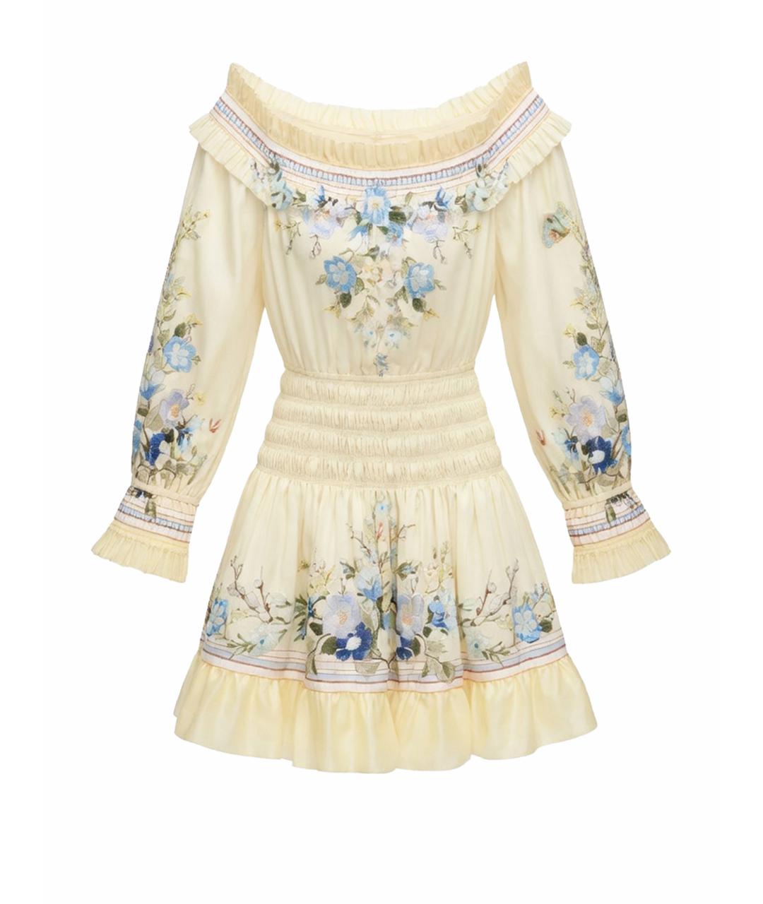 SELF-PORTRAIT Желтое хлопковое повседневное платье, фото 1