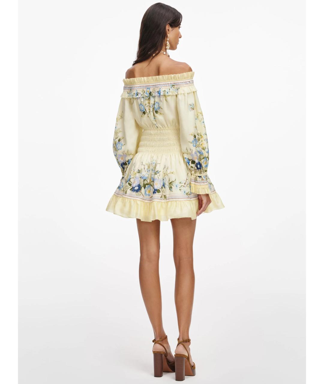 SELF-PORTRAIT Желтое хлопковое повседневное платье, фото 3