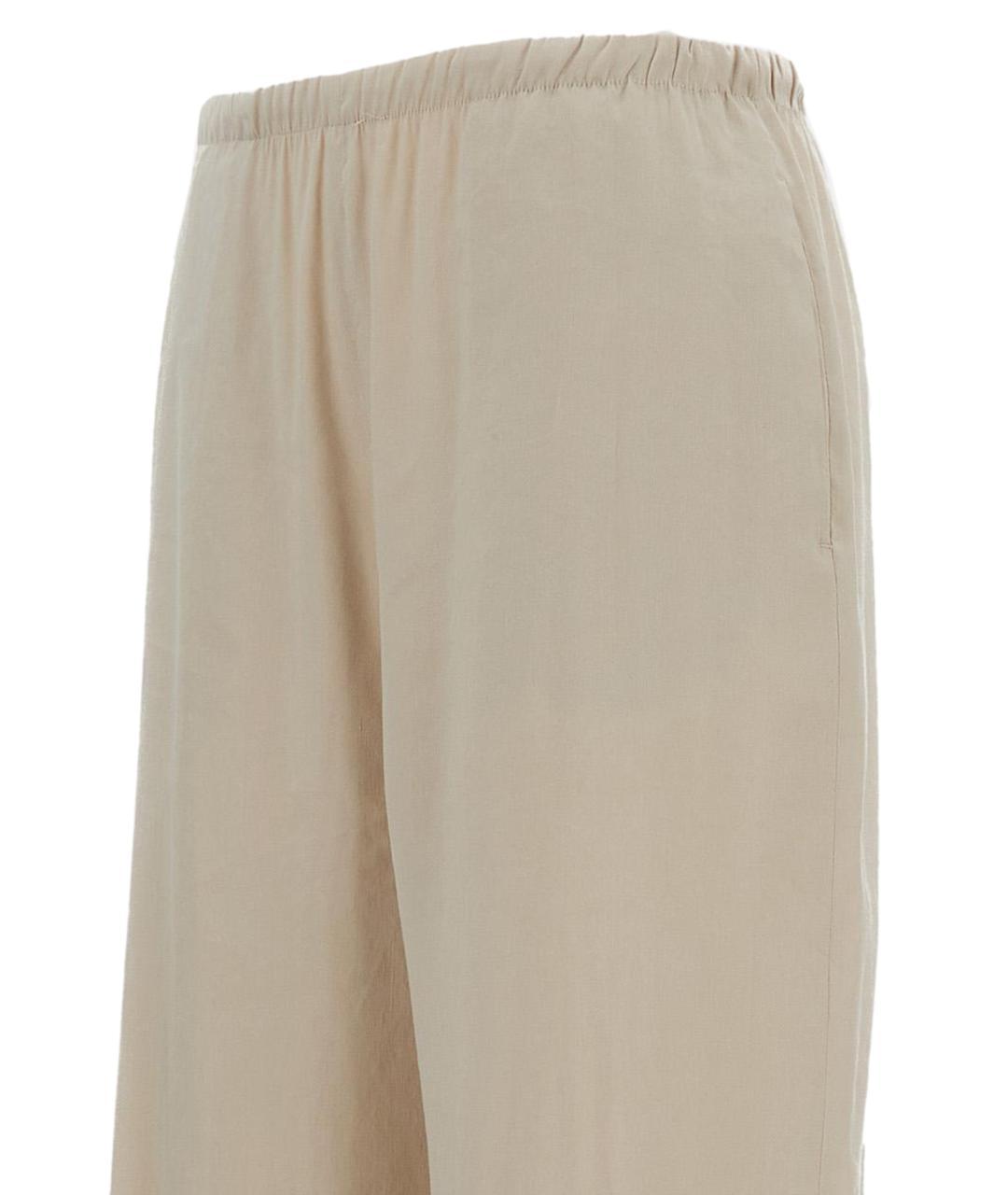 MAX MARA Бежевые льняные прямые брюки, фото 3