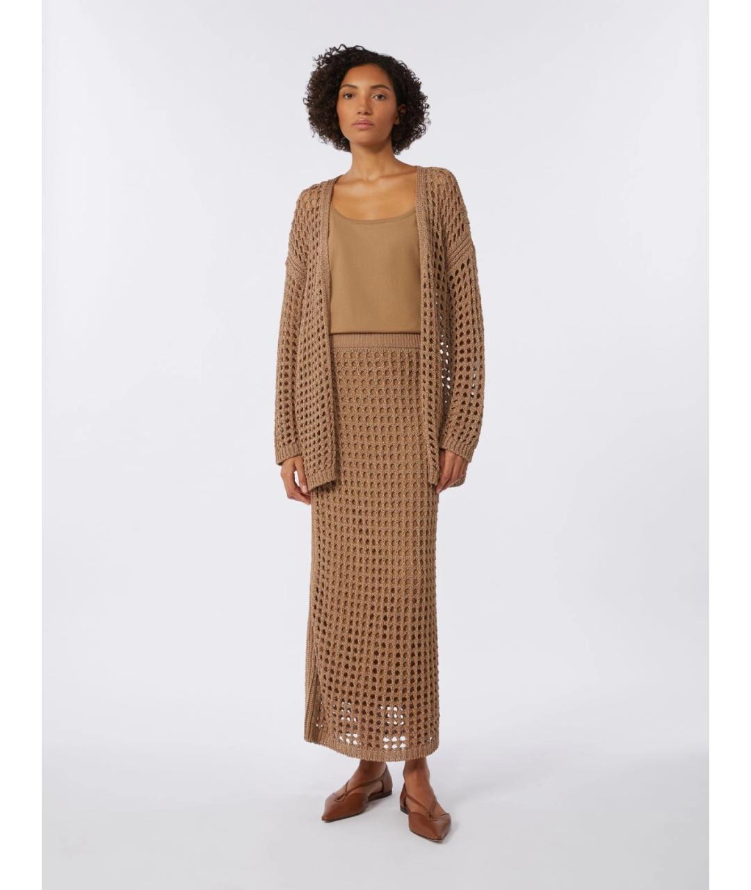 MAX MARA Коричневый хлопковый кардиган, фото 2