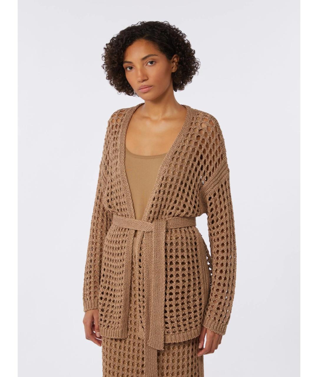 MAX MARA Коричневый хлопковый кардиган, фото 3