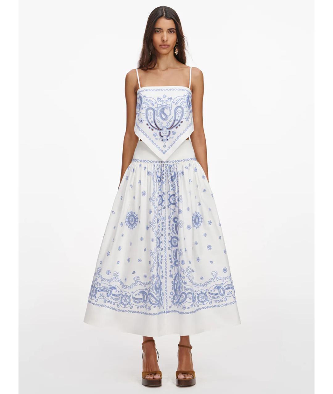 SELF-PORTRAIT Белая хлопковая юбка миди, фото 2