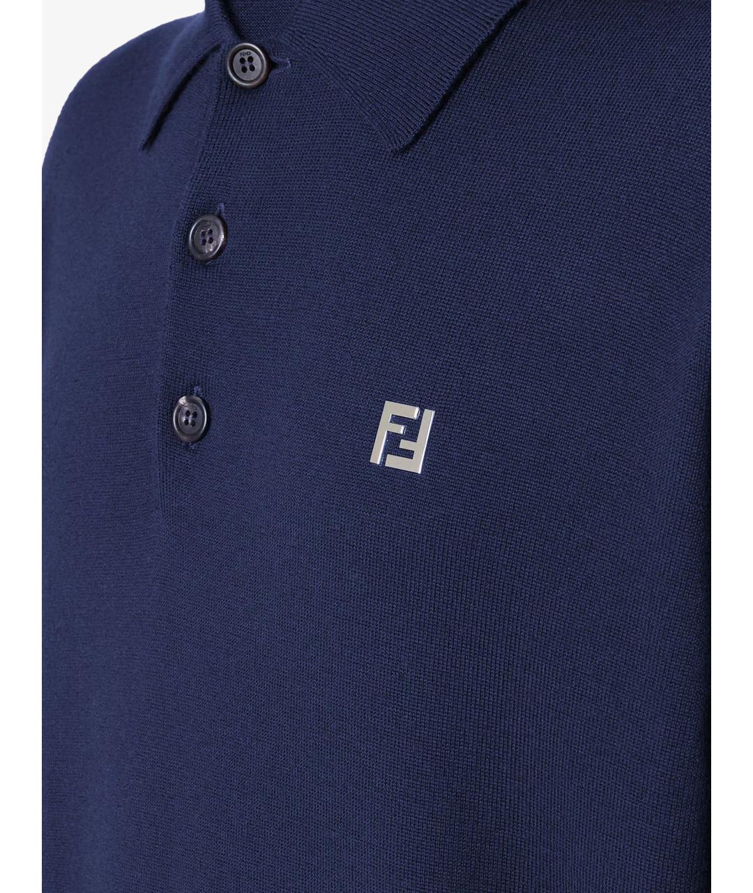 FENDI Синее поло с длинным рукавом, фото 4