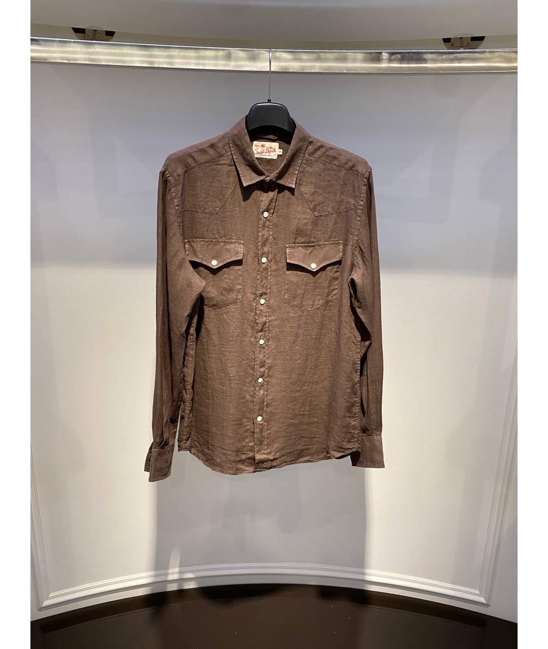 MC2 SAINT BARTH Коричневая льняная кэжуал рубашка, фото 2