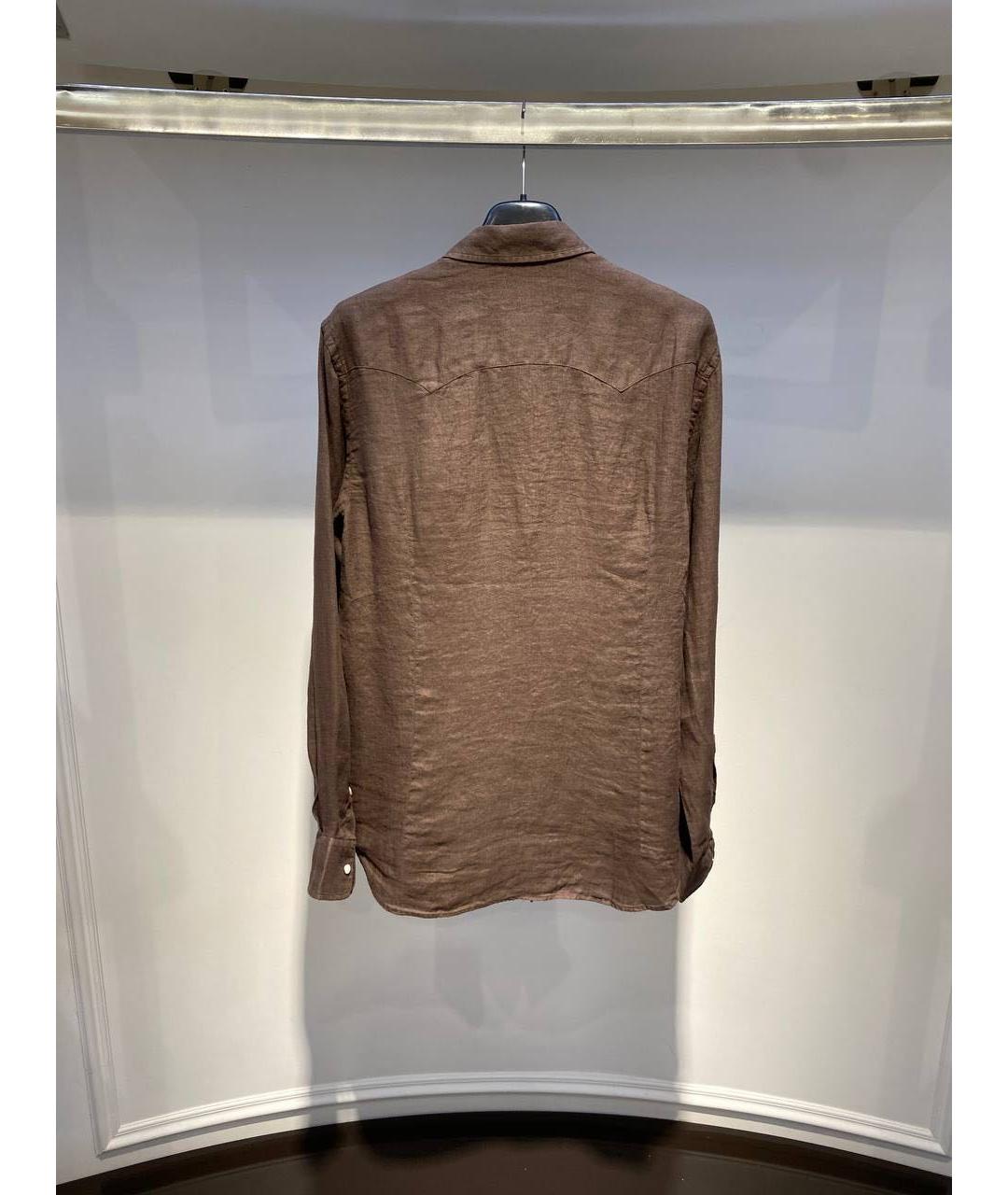 MC2 SAINT BARTH Коричневая льняная кэжуал рубашка, фото 3