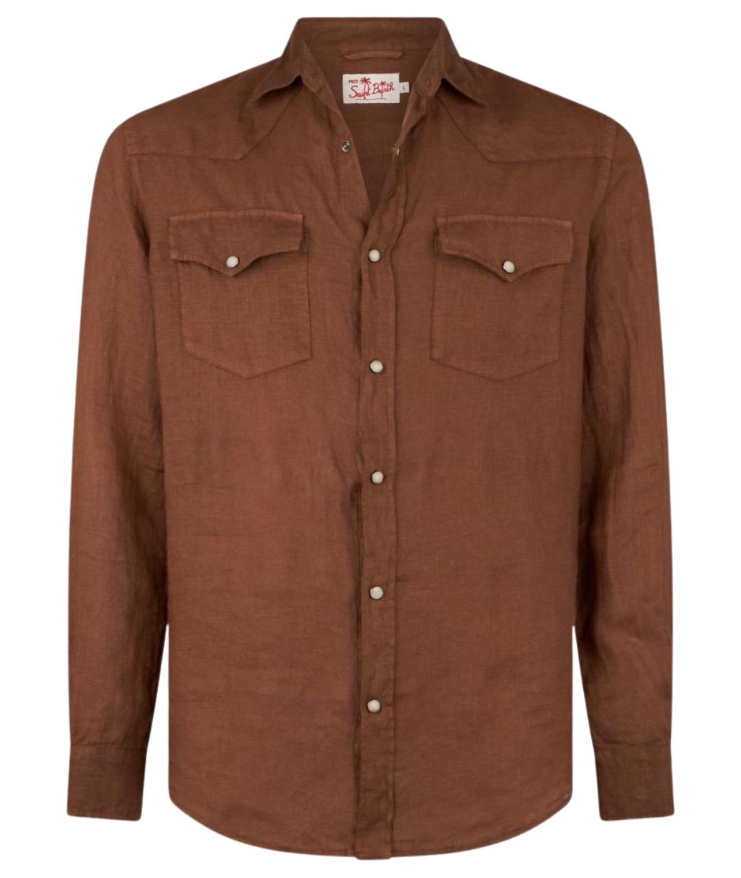 MC2 SAINT BARTH Коричневая льняная кэжуал рубашка, фото 1