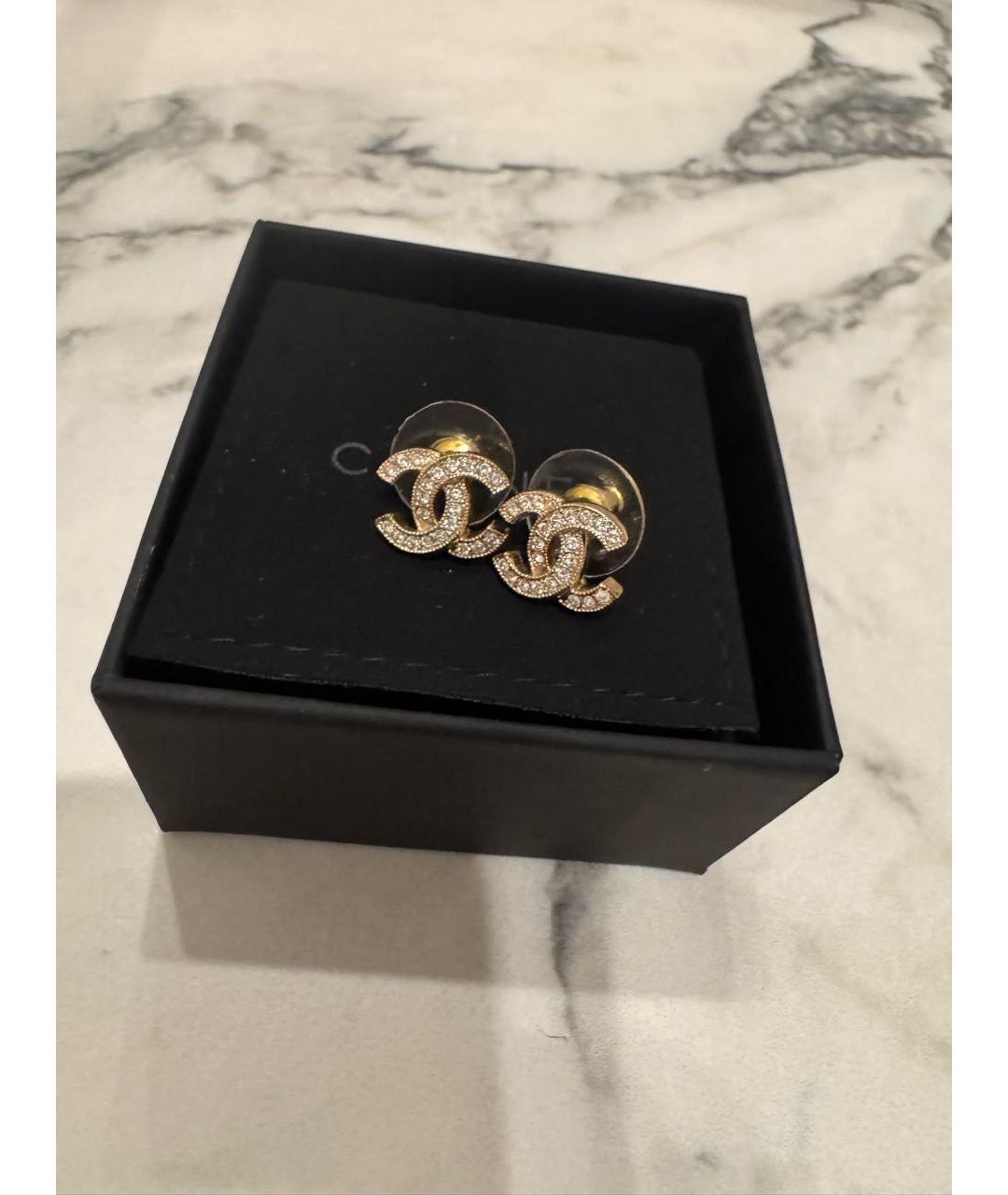 CHANEL Желтые металлические серьги, фото 4