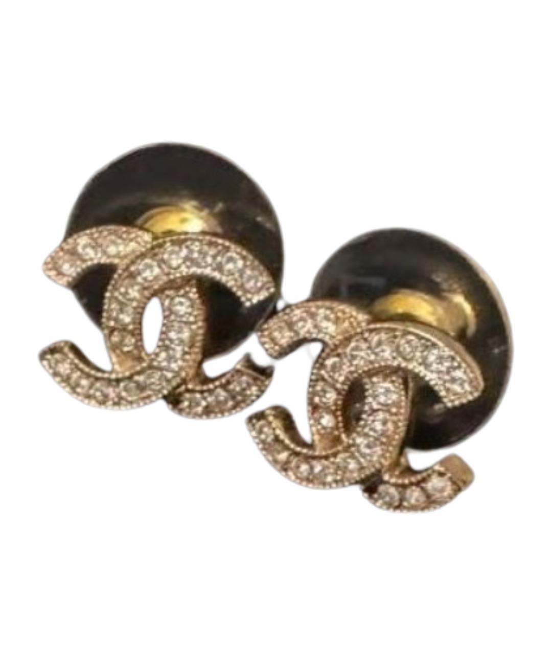 CHANEL Желтые металлические серьги, фото 1