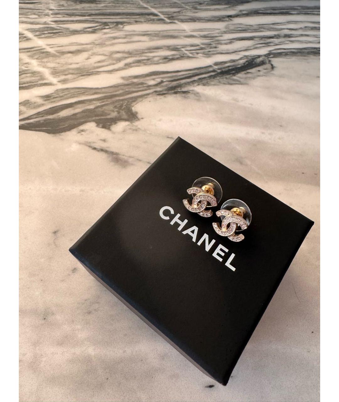 CHANEL Желтые металлические серьги, фото 2