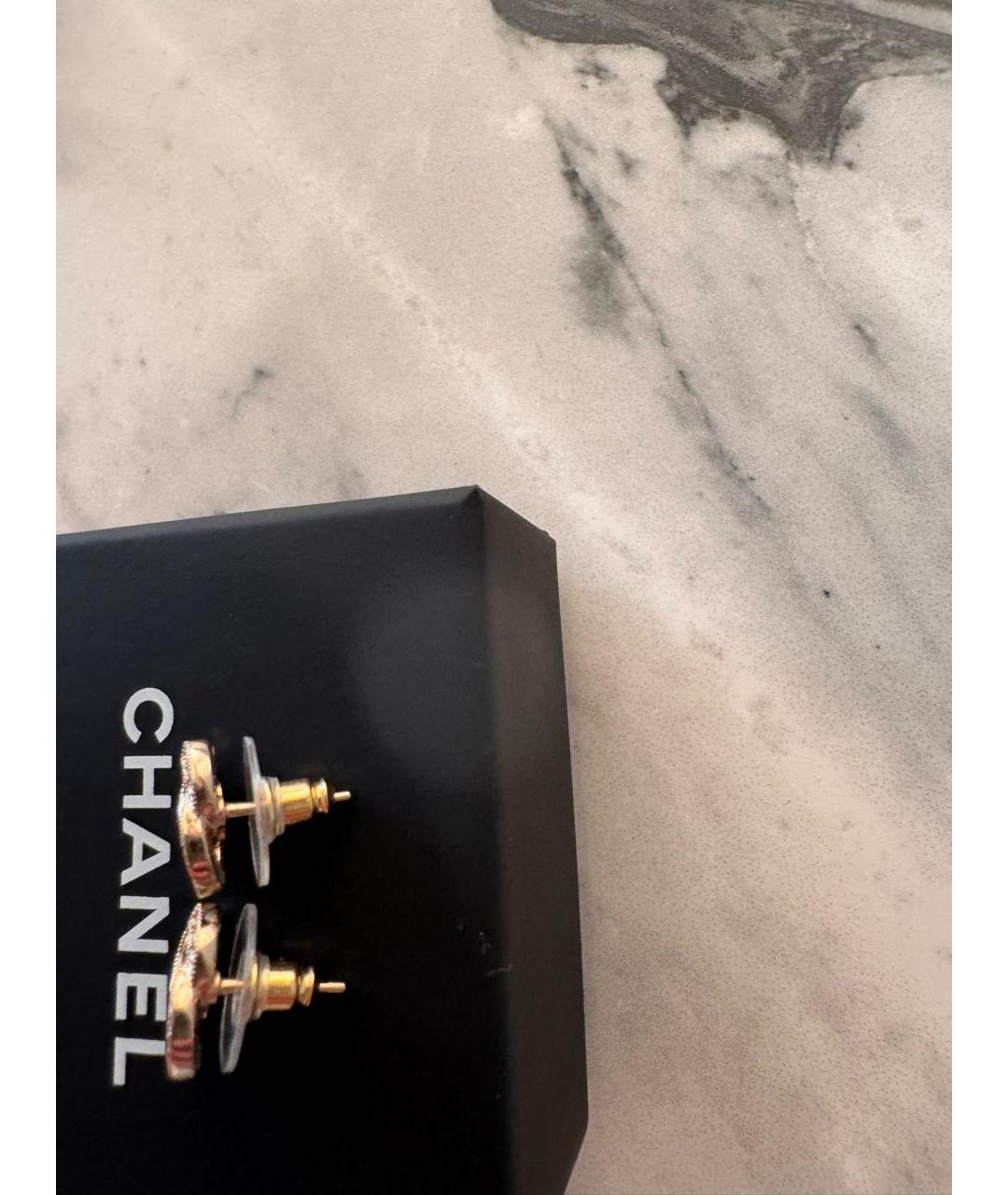 CHANEL Желтые металлические серьги, фото 3