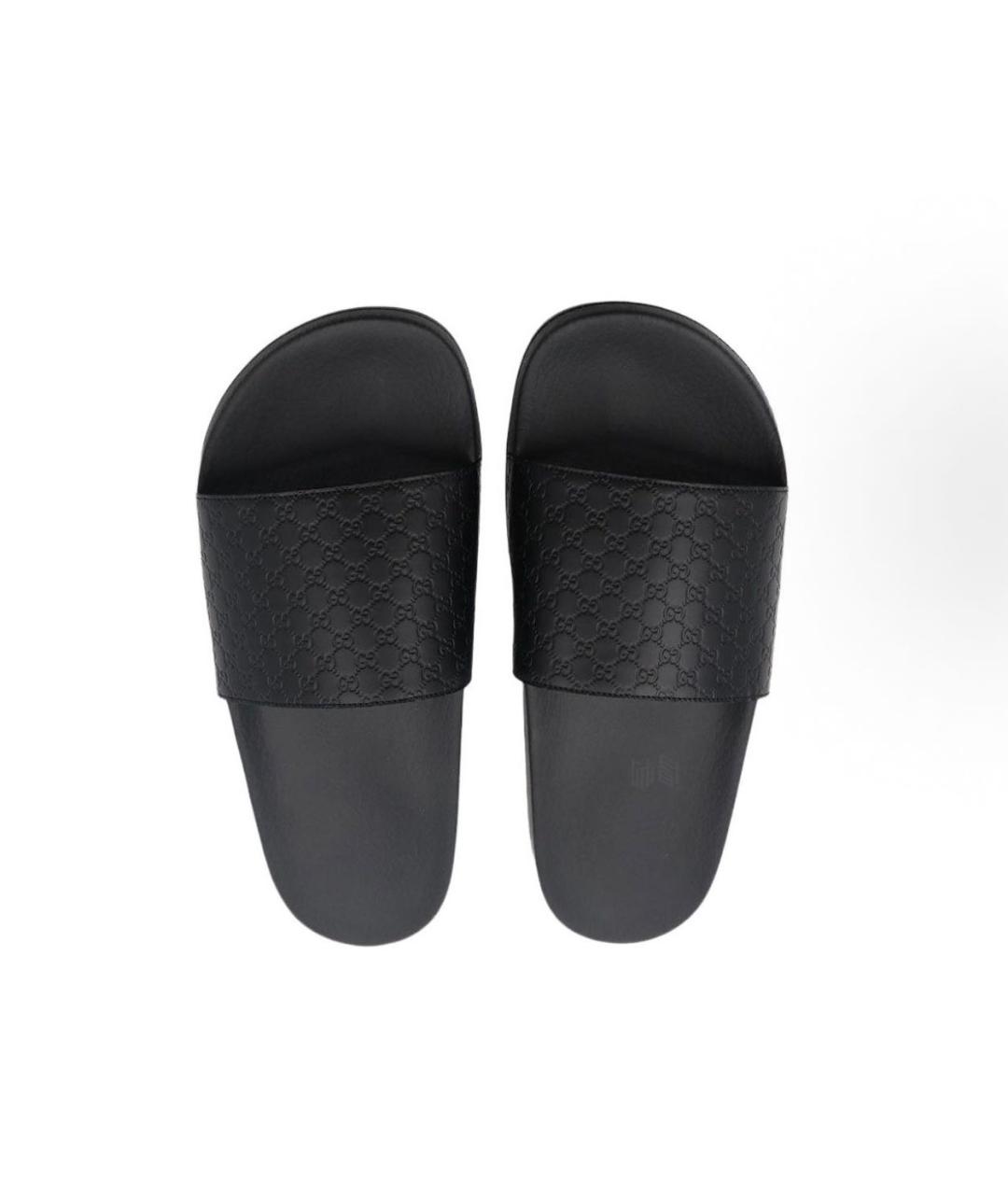 GUCCI Черные шлепанцы из искусственной кожи, фото 2