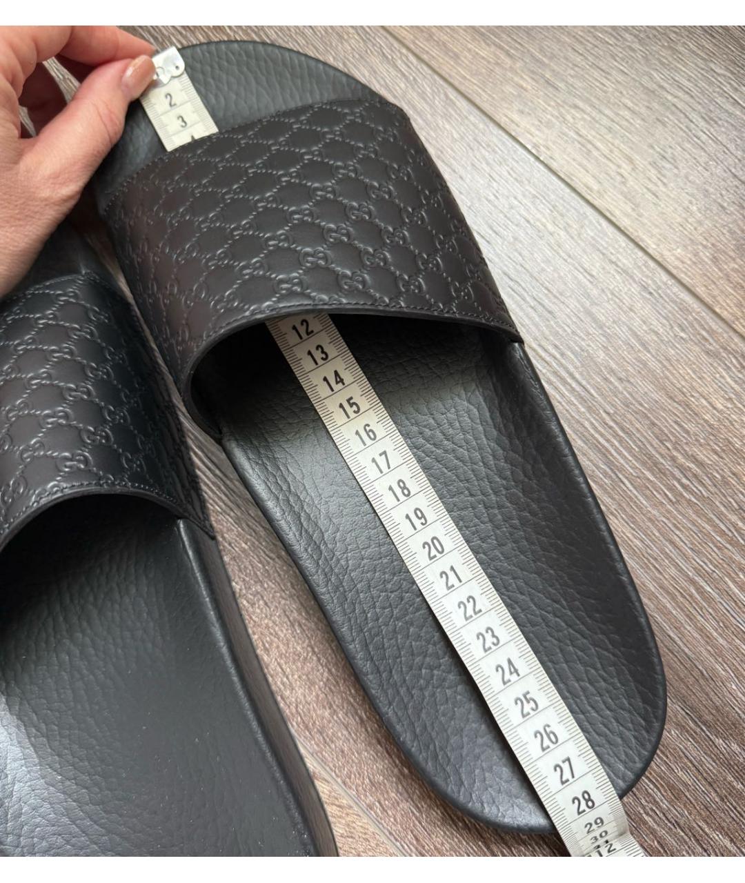 GUCCI Черные шлепанцы из искусственной кожи, фото 6