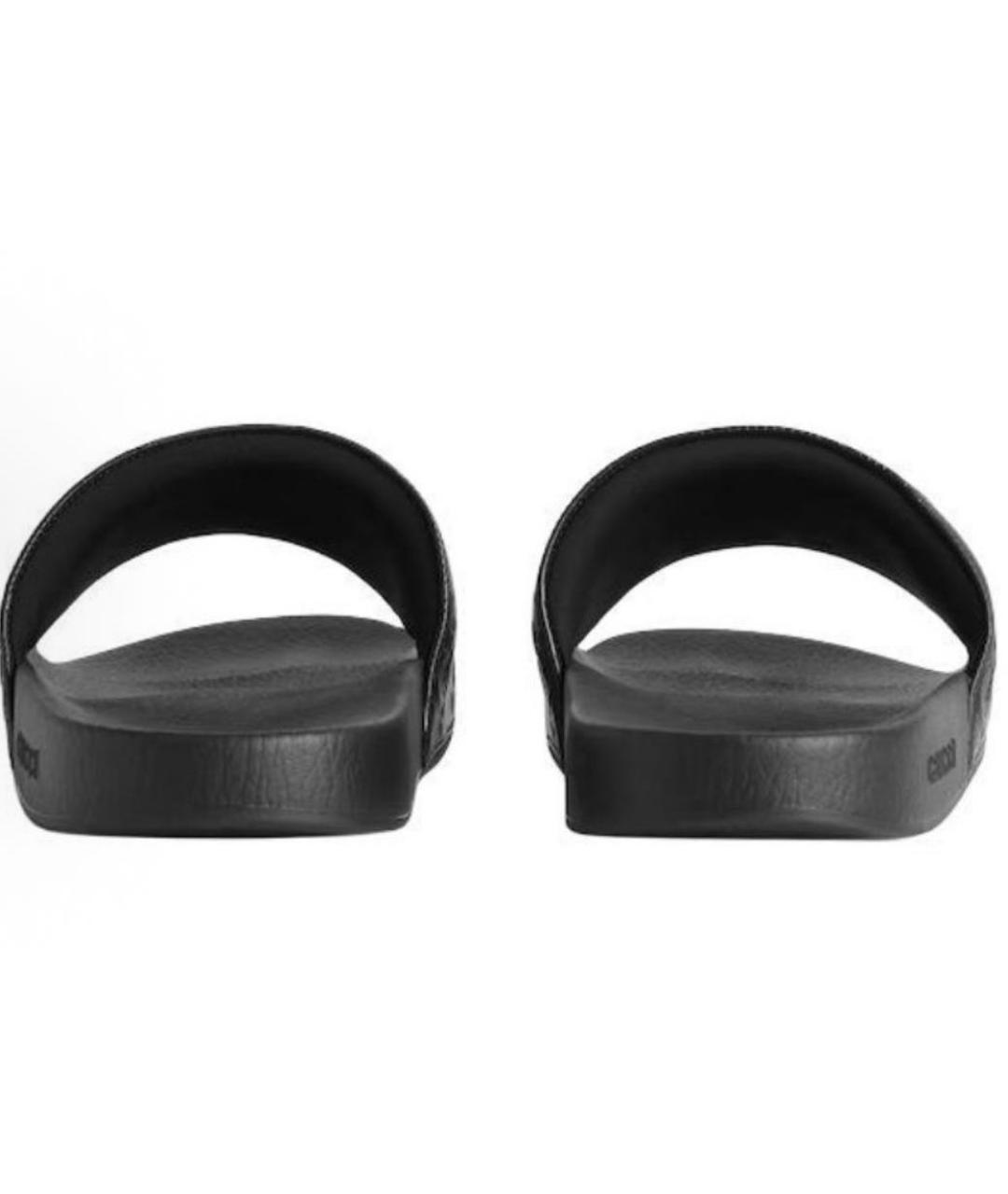 GUCCI Черные шлепанцы из искусственной кожи, фото 3