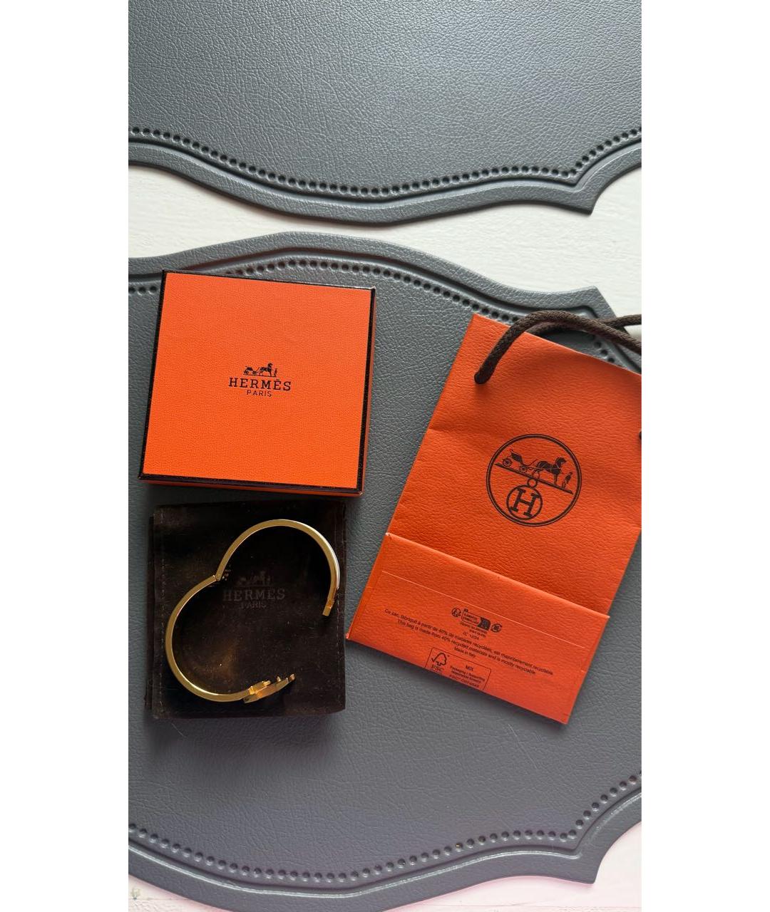 HERMES Белый металлический браслет, фото 5