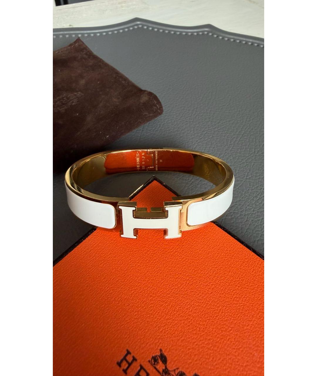 HERMES Белый металлический браслет, фото 9