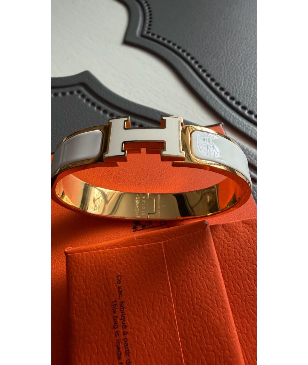 HERMES Белый металлический браслет, фото 8