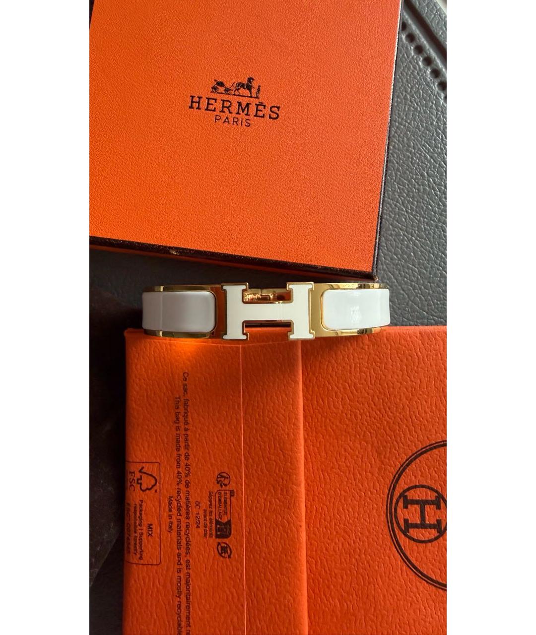 HERMES Белый металлический браслет, фото 2