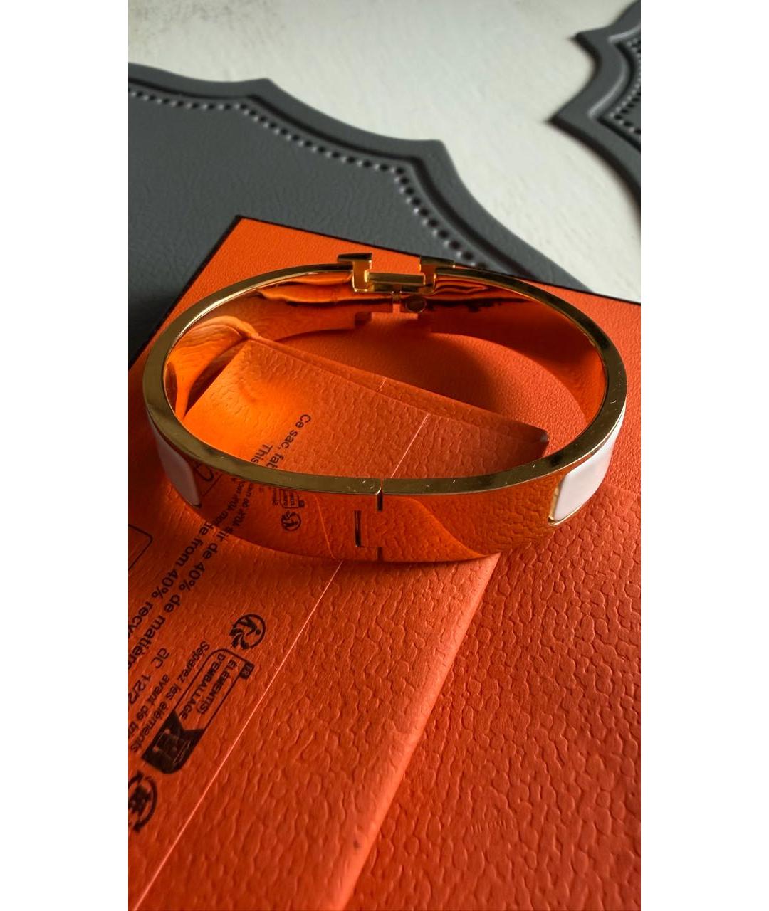 HERMES Белый металлический браслет, фото 3