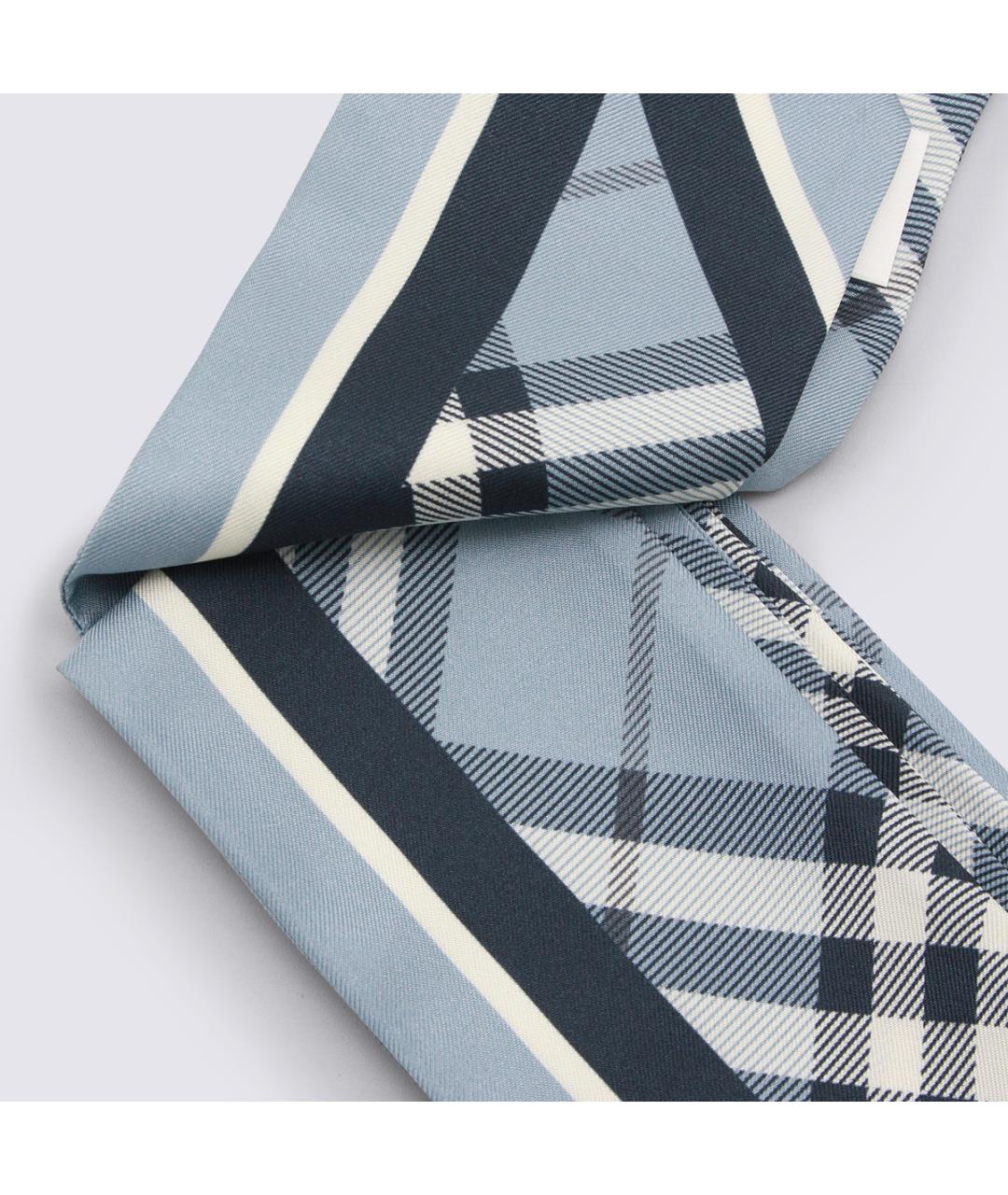 BURBERRY Синий шелковый шарф, фото 2