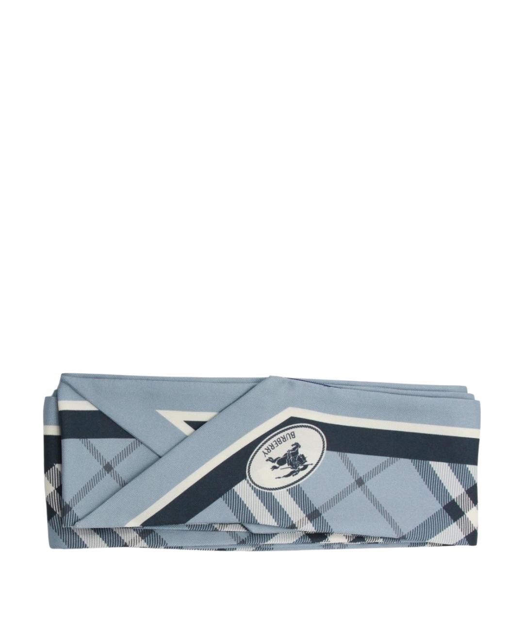 BURBERRY Синий шелковый шарф, фото 1