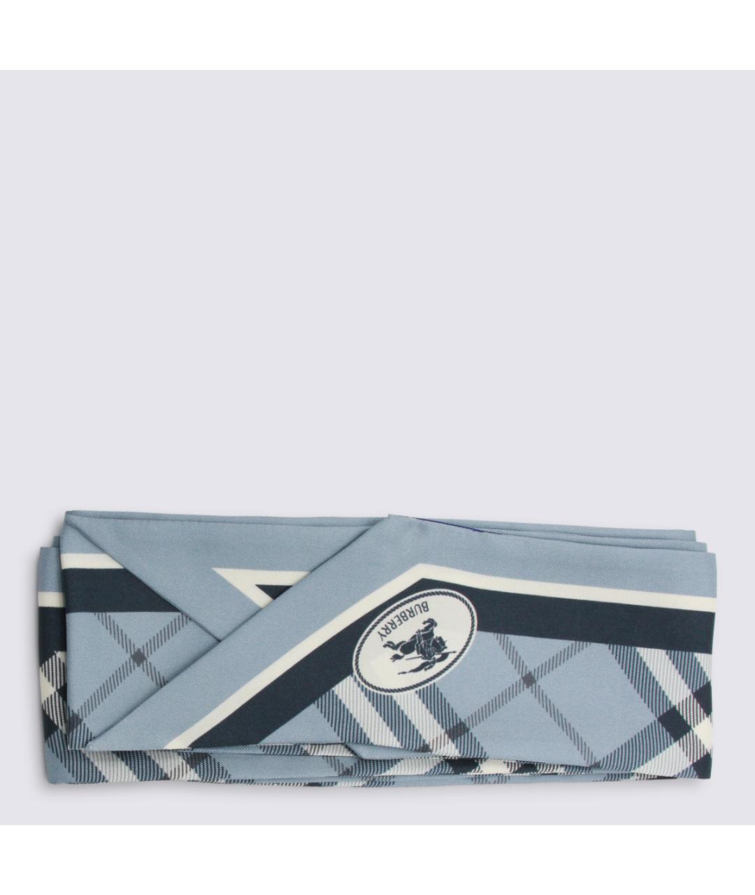 BURBERRY Синий шелковый шарф, фото 3