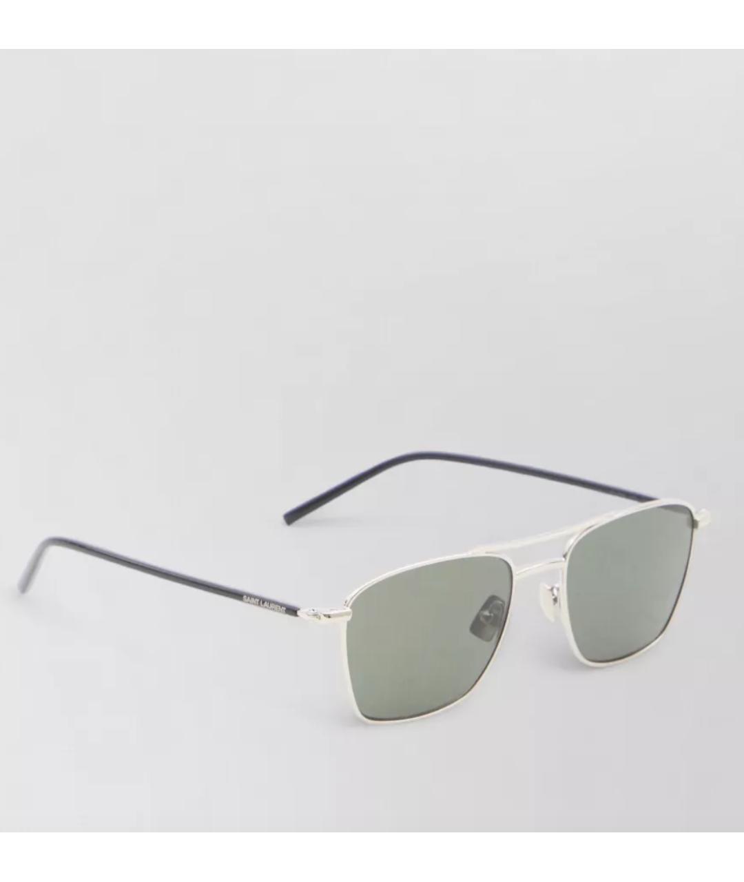 SAINT LAURENT Серебряные металлические солнцезащитные очки, фото 3