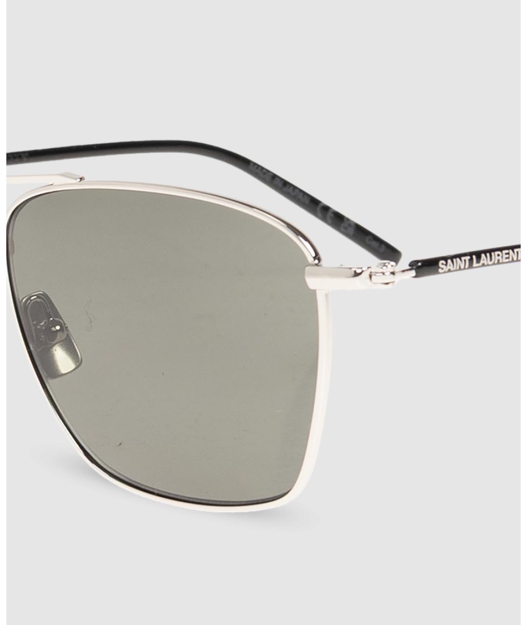 SAINT LAURENT Серебряные металлические солнцезащитные очки, фото 2