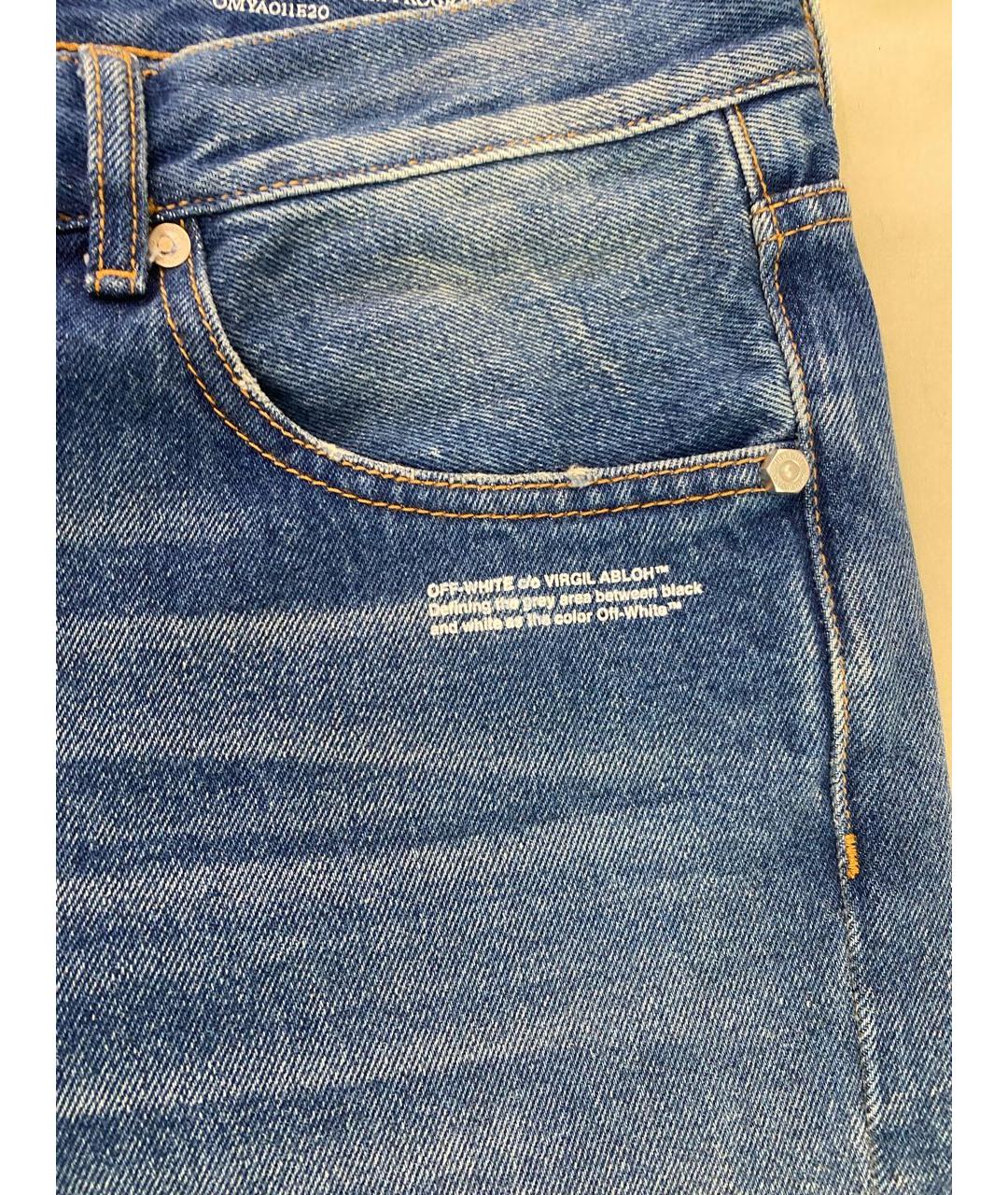 OFF-WHITE Синие хлопковые прямые джинсы, фото 5