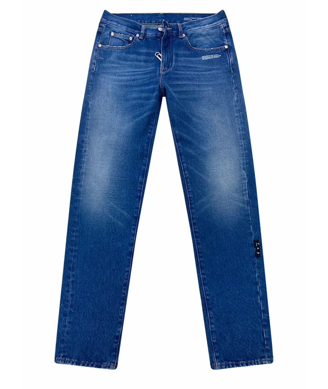 OFF-WHITE Синие хлопковые прямые джинсы, фото 1