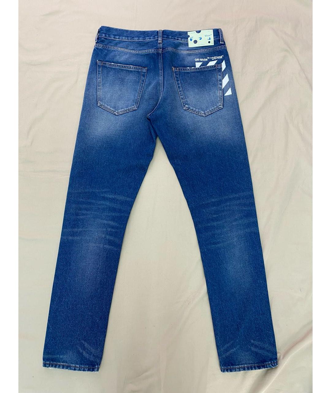 OFF-WHITE Синие хлопковые прямые джинсы, фото 2