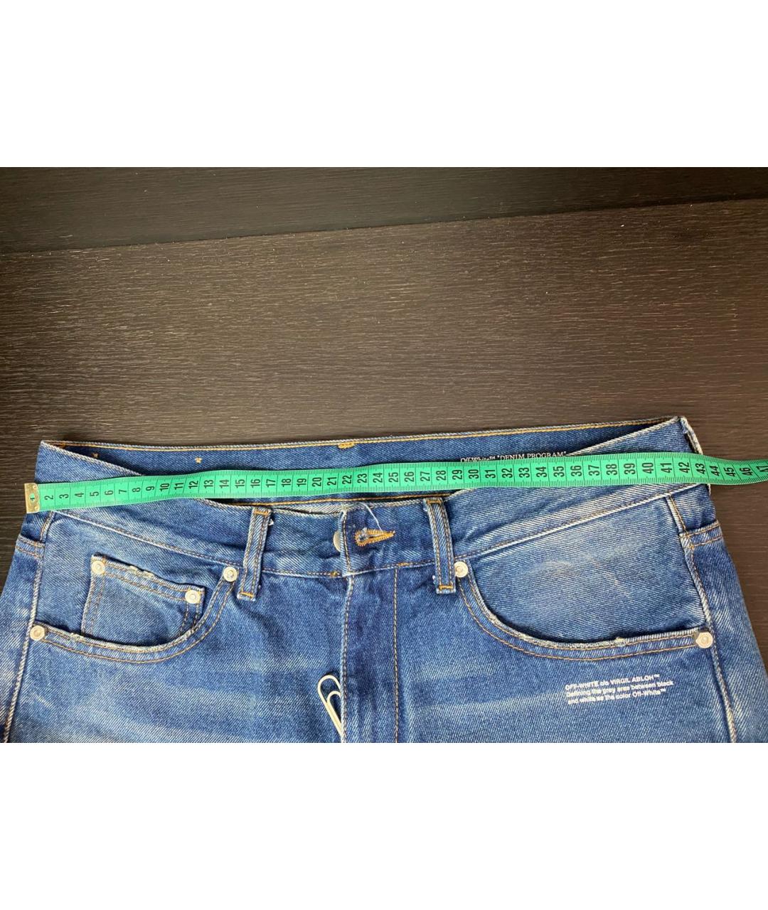 OFF-WHITE Синие хлопковые прямые джинсы, фото 7