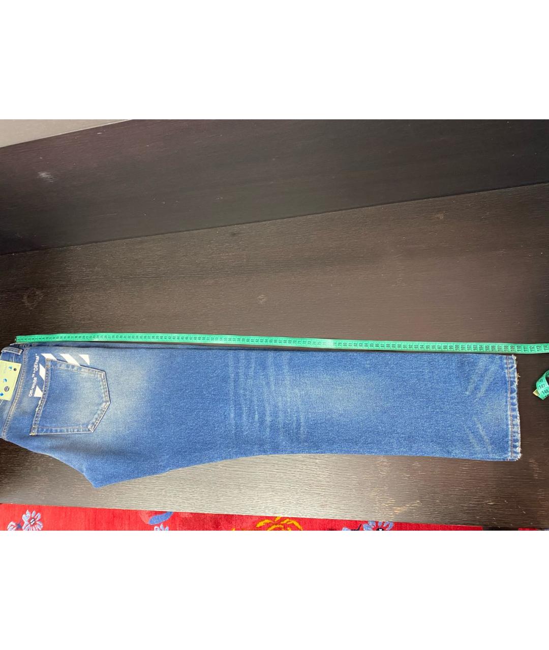 OFF-WHITE Синие хлопковые прямые джинсы, фото 8