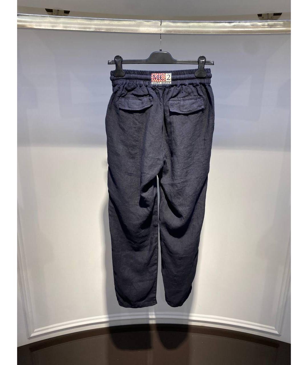 MC2 SAINT BARTH Темно-синие льняные повседневные брюки, фото 3