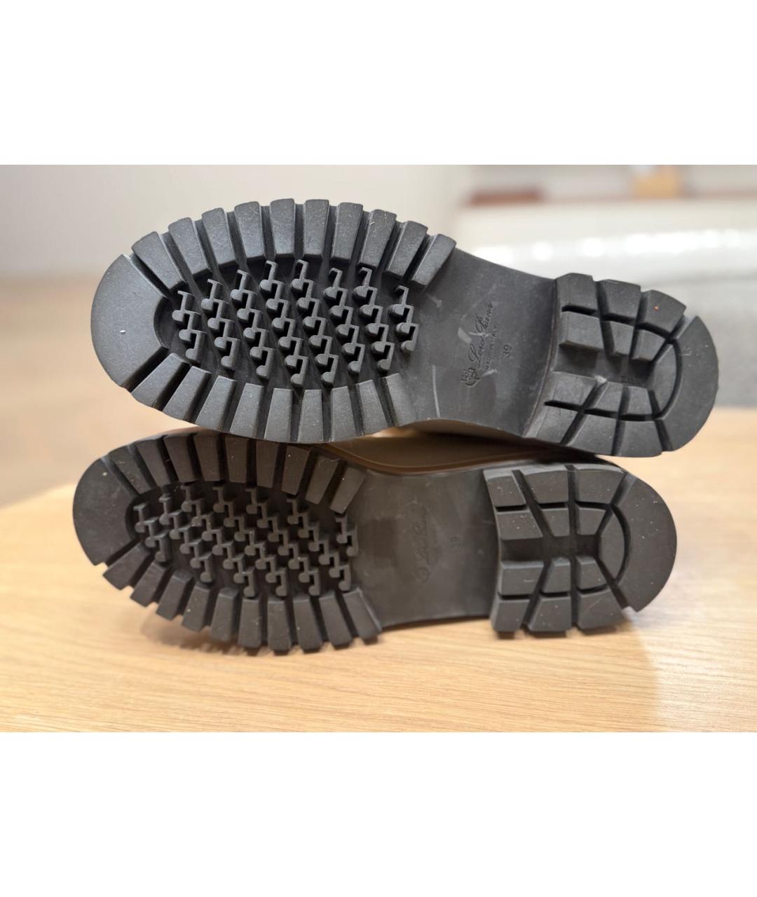 LORO PIANA Бежевые кожаные ботинки, фото 4