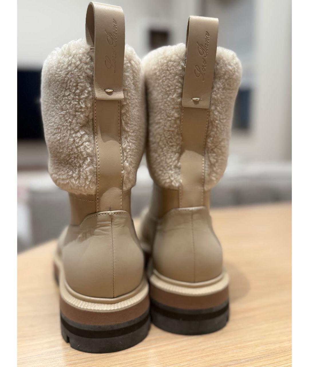LORO PIANA Бежевые кожаные ботинки, фото 2