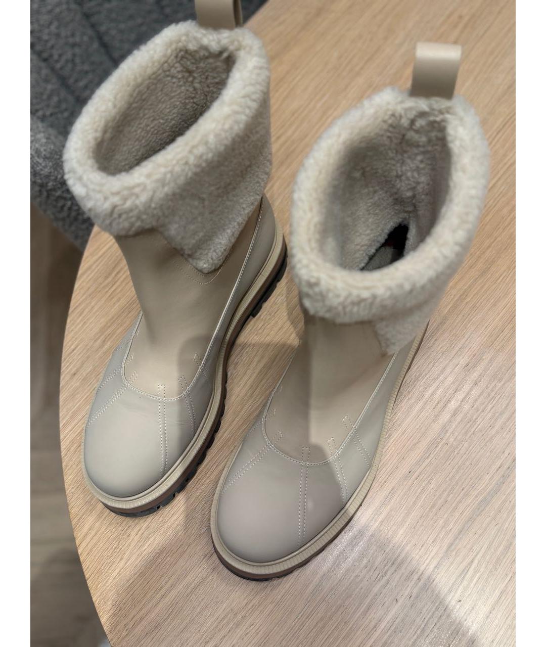 LORO PIANA Бежевые кожаные ботинки, фото 3