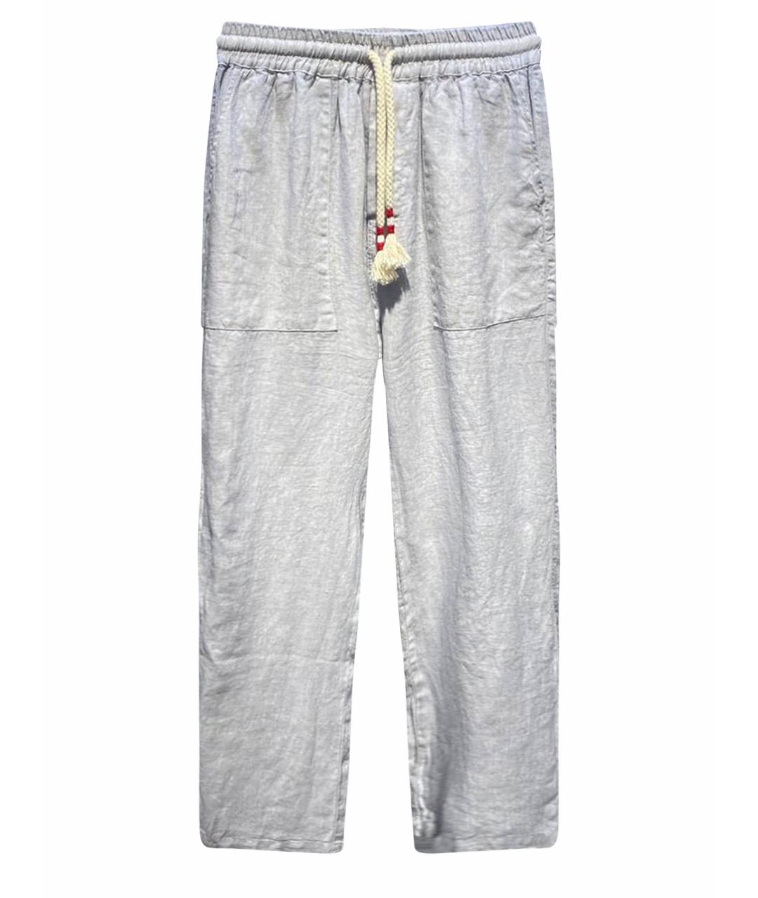 MC2 SAINT BARTH Голубые льняные повседневные брюки, фото 1