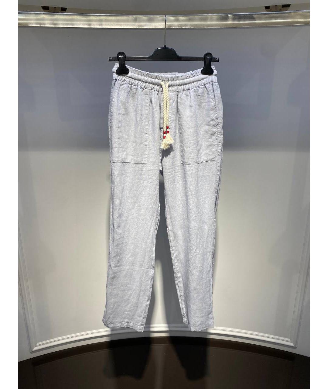 MC2 SAINT BARTH Голубые льняные повседневные брюки, фото 3