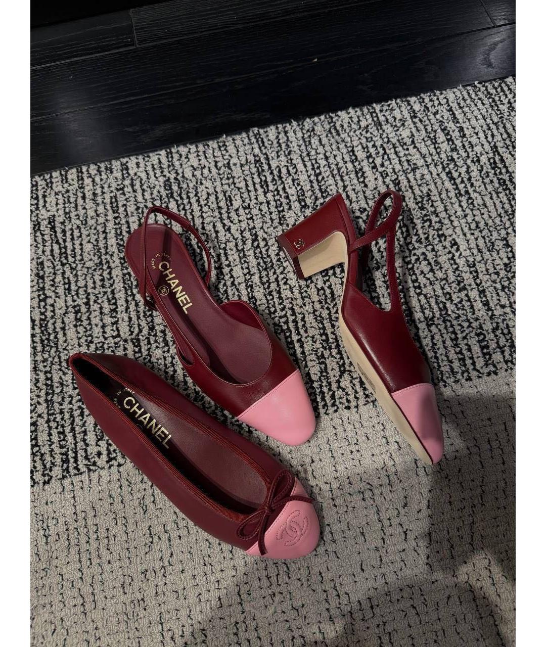 CHANEL Бордовые кожаные туфли, фото 3