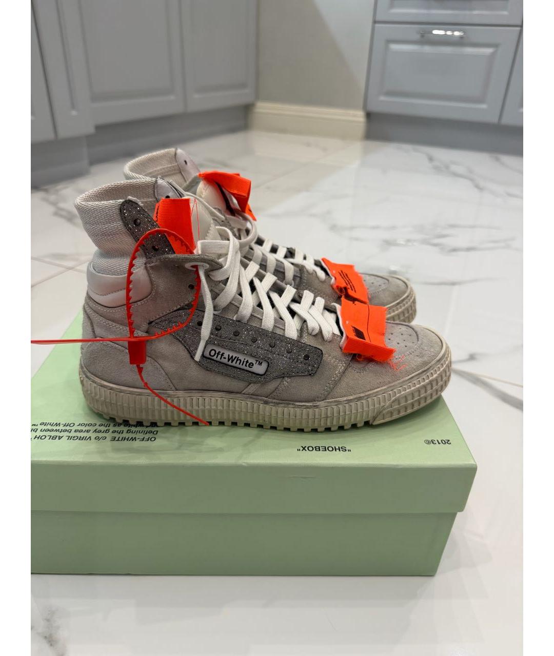 OFF-WHITE Белые замшевые кеды, фото 5