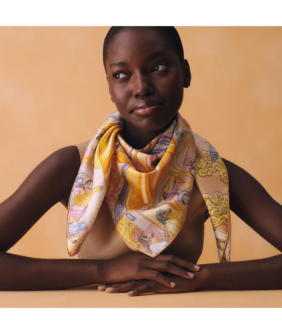 HERMES Мульти шелковый платок, фото 3