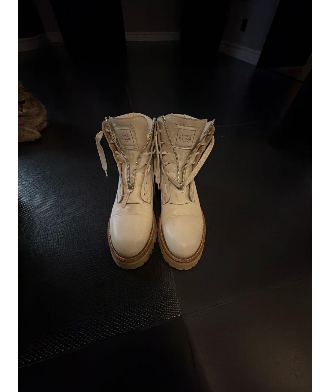 Louise Michail Бежевые кожаные ботинки, фото 2