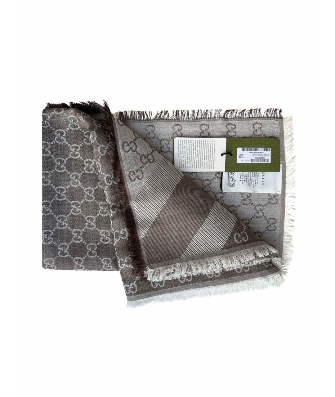 GUCCI Бежевый шерстяной платок, фото 1