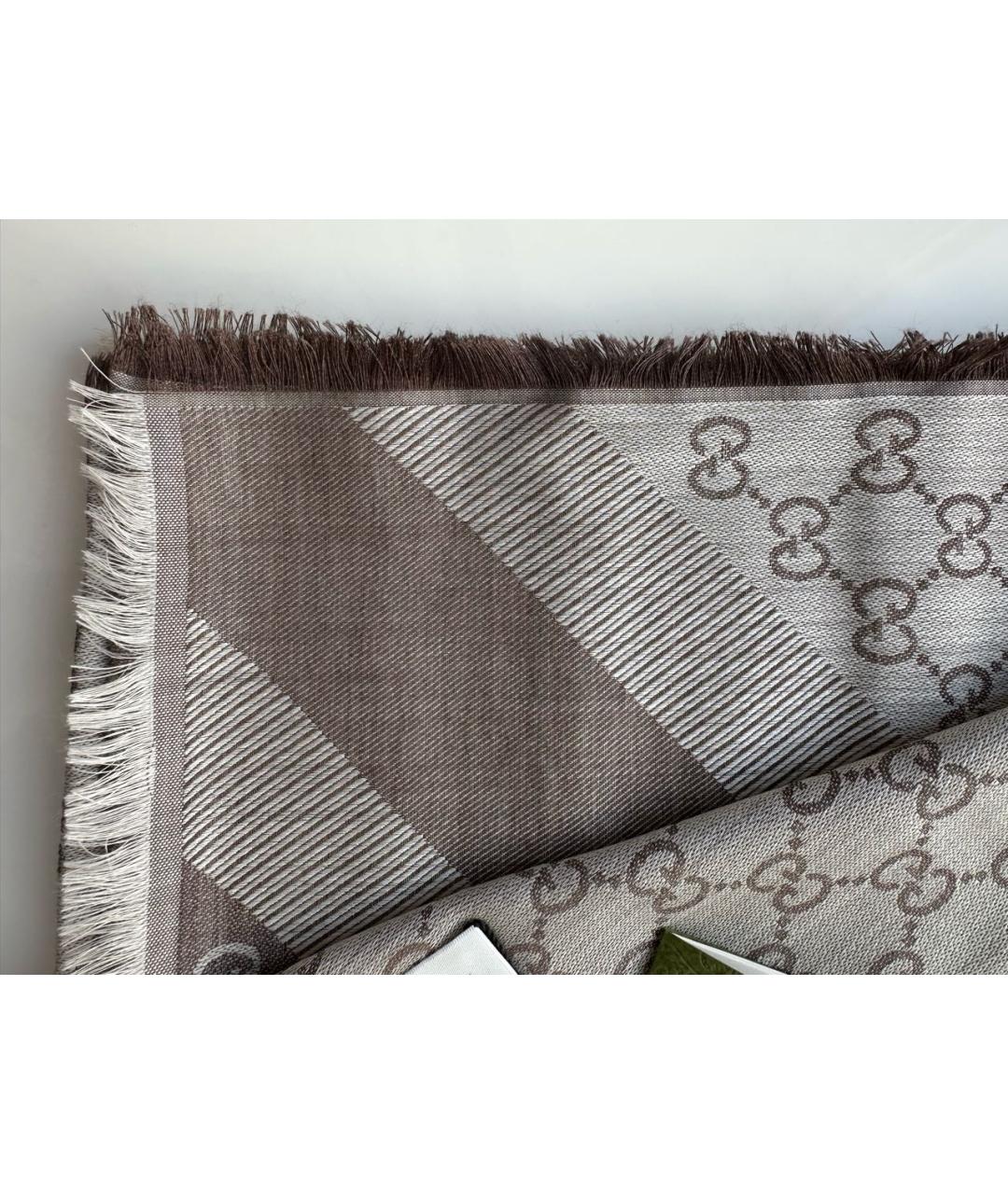 GUCCI Бежевый шерстяной платок, фото 2